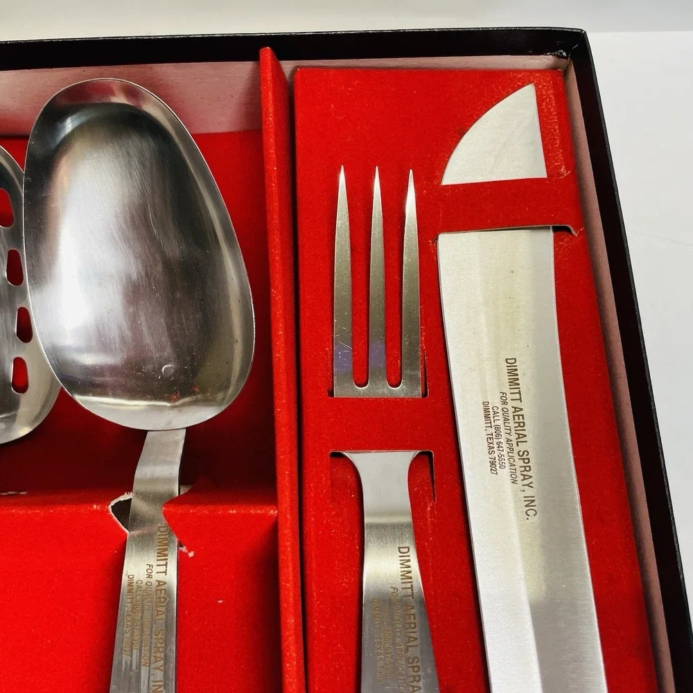 Vermco Stainless Steel Serving Set 2 Spoons Knife Fork Stainless‎ Japan Boxed